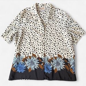 Vintage Polka Dot Floral Button-Up Shirt